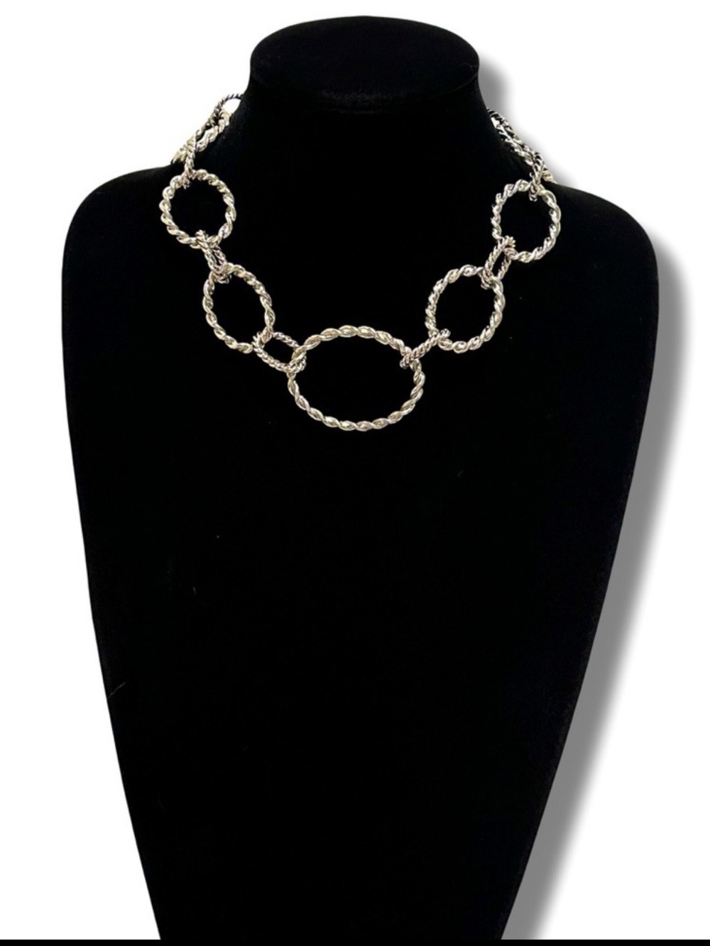 CHICO’s Silver Large Cable Link Collar Necklace | NEW